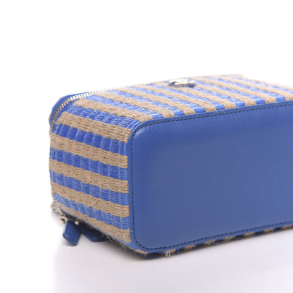 Chanel Raffia Jute Striped Small Vanity Case With Chain Blue Beige 8 of 10