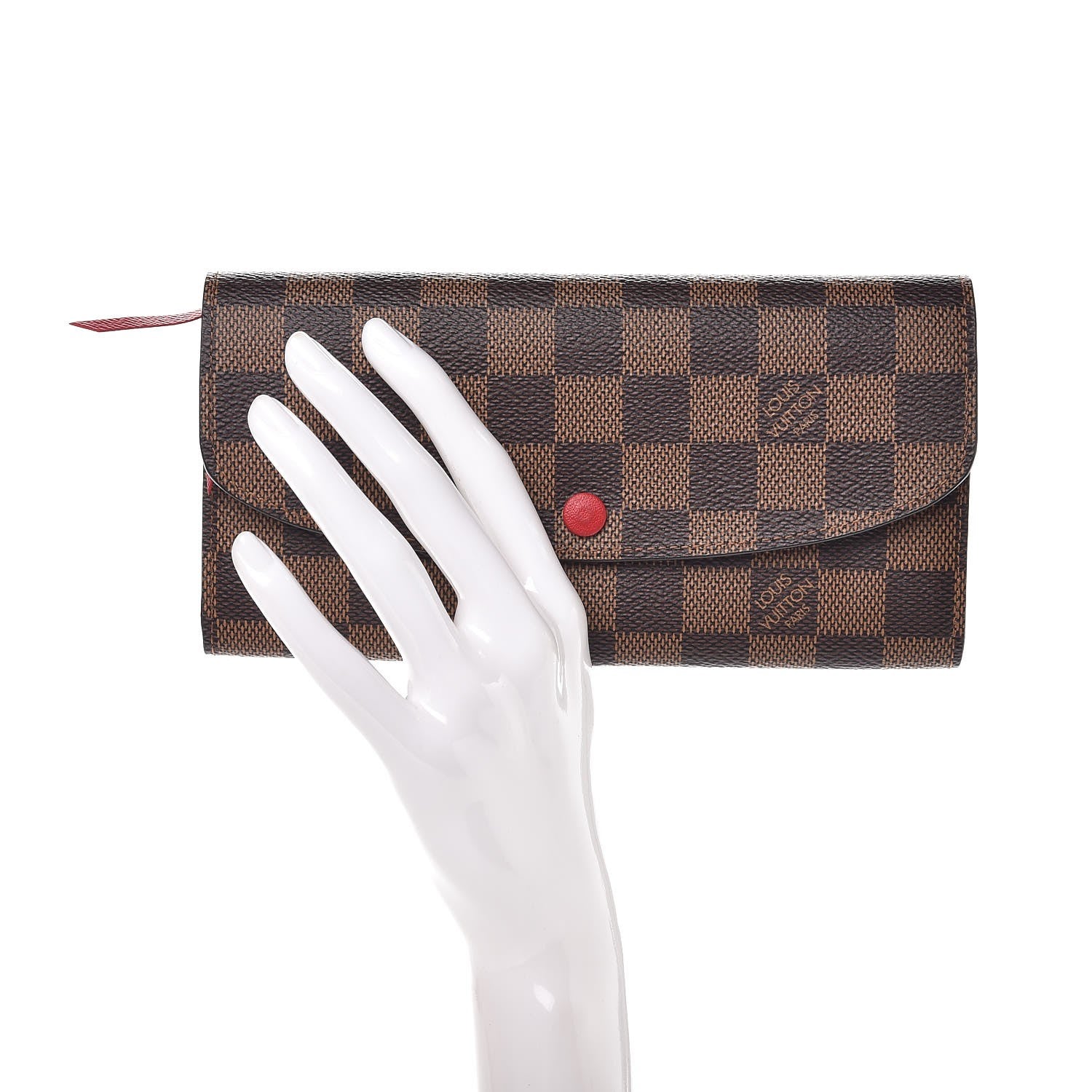 Louis Vuitton Damier Ebene Emilie Wallet Red 2 of 9