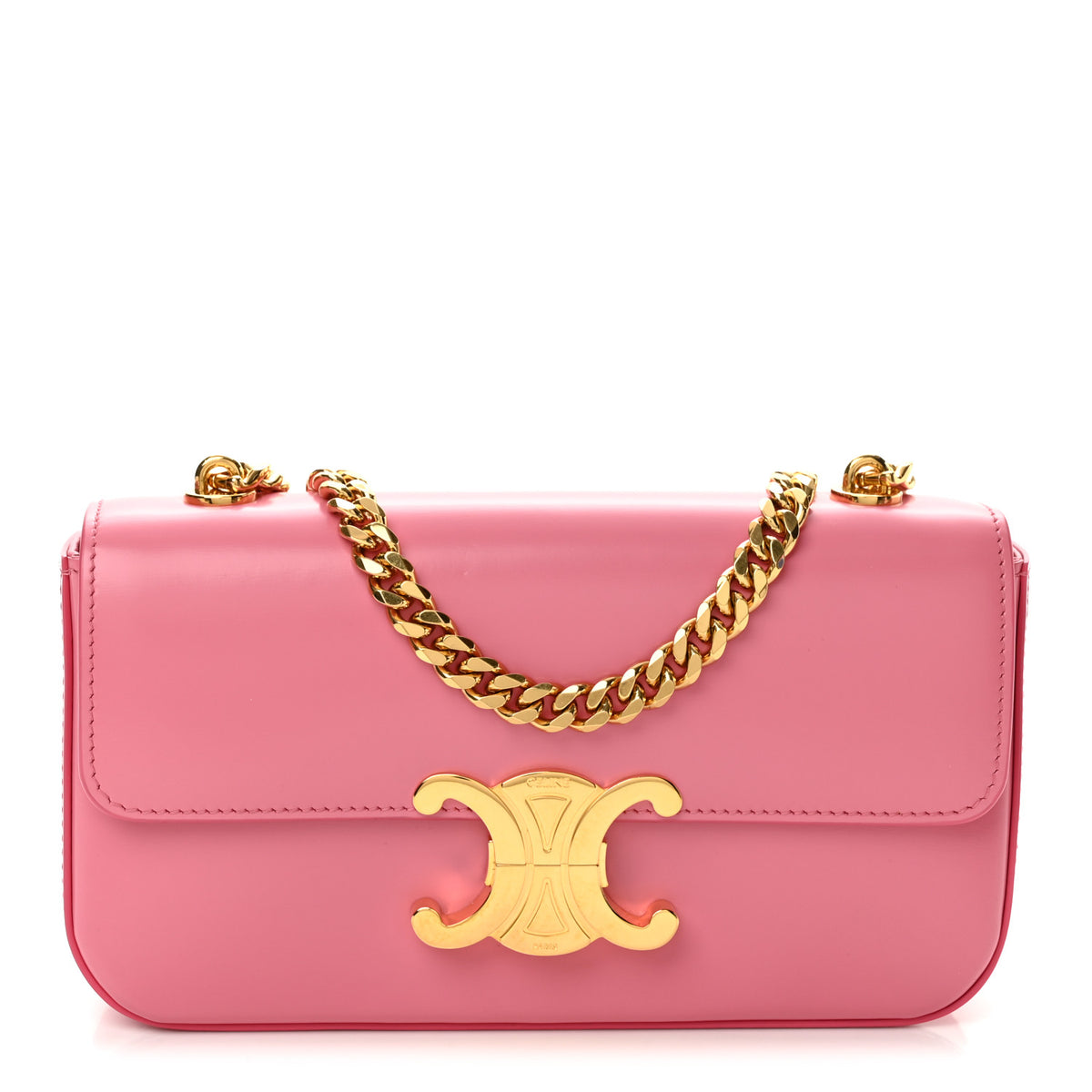 Shiny Calfskin Claude Chain Shoulder Bag Rose