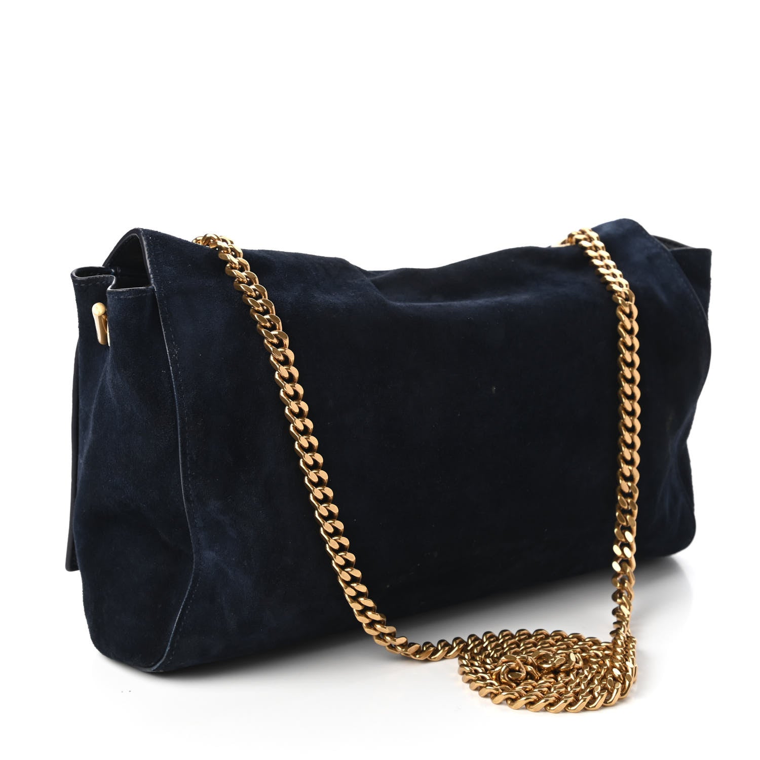 Saint Laurent Smooth Calfskin Suede Medium Reversible Monogram Kate Satchel Navy 12 of 17