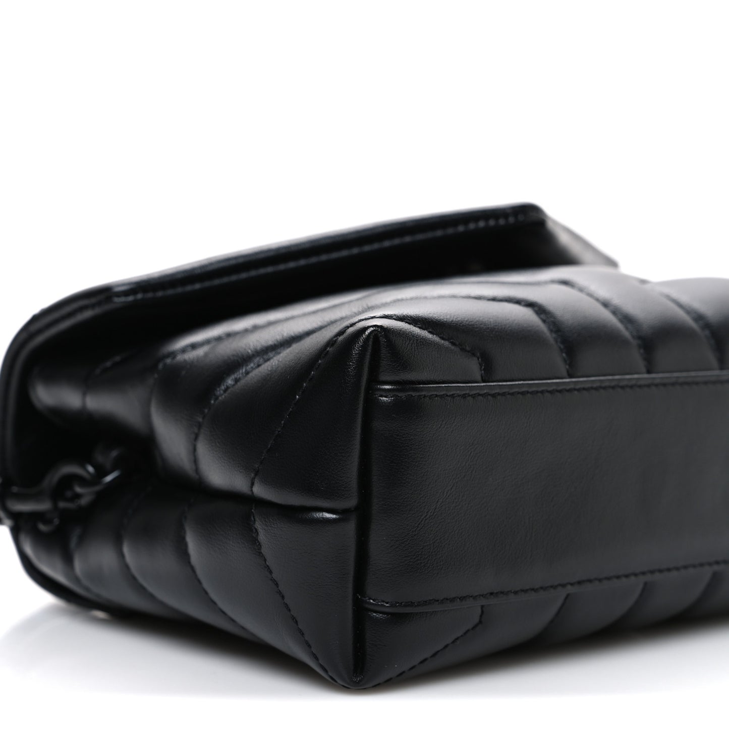 Calfskin Y Quilted Monogram Monochrome Toy Loulou Crossbody Bag Black