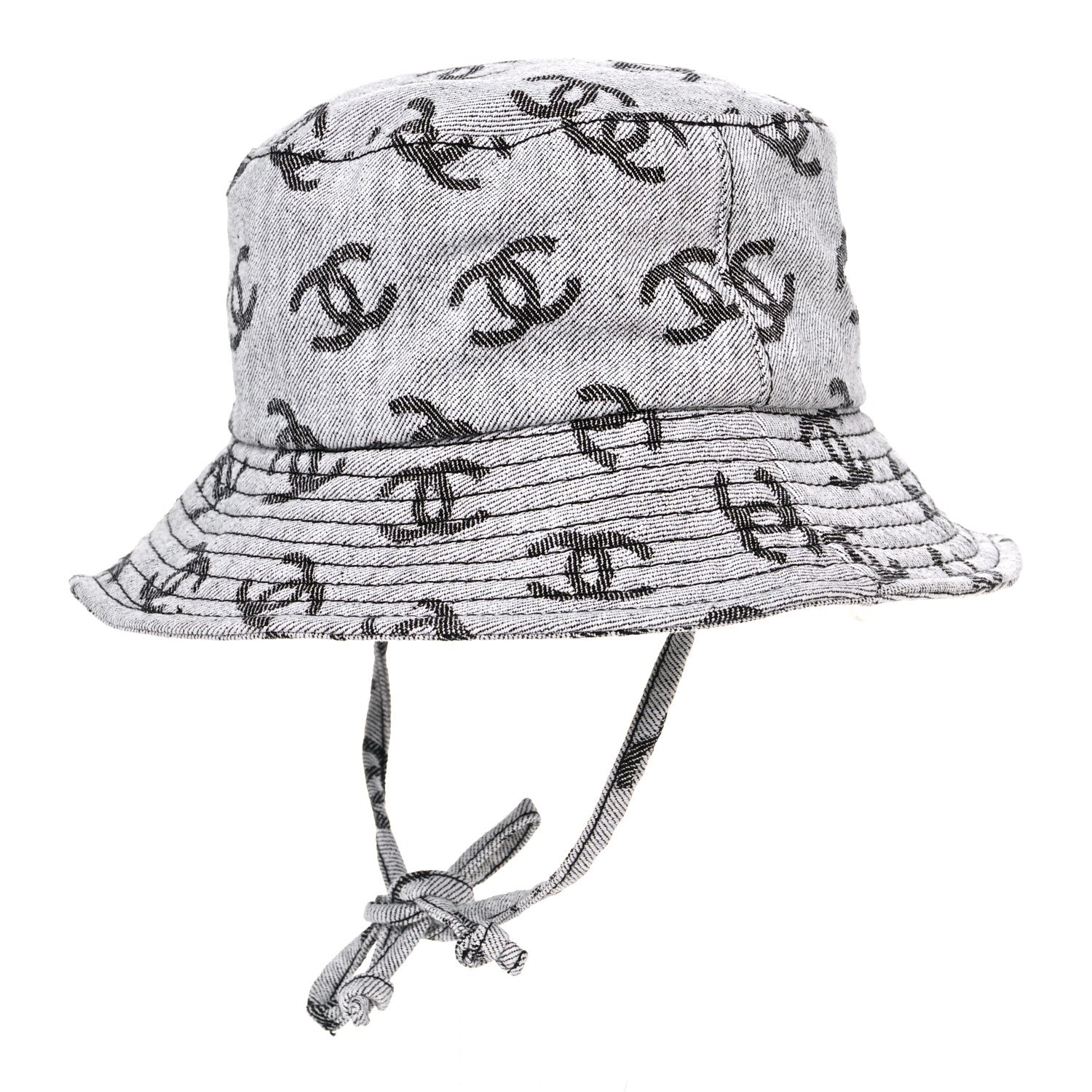Chanel Denim CC Bucket Hat M White Black 4 of 7