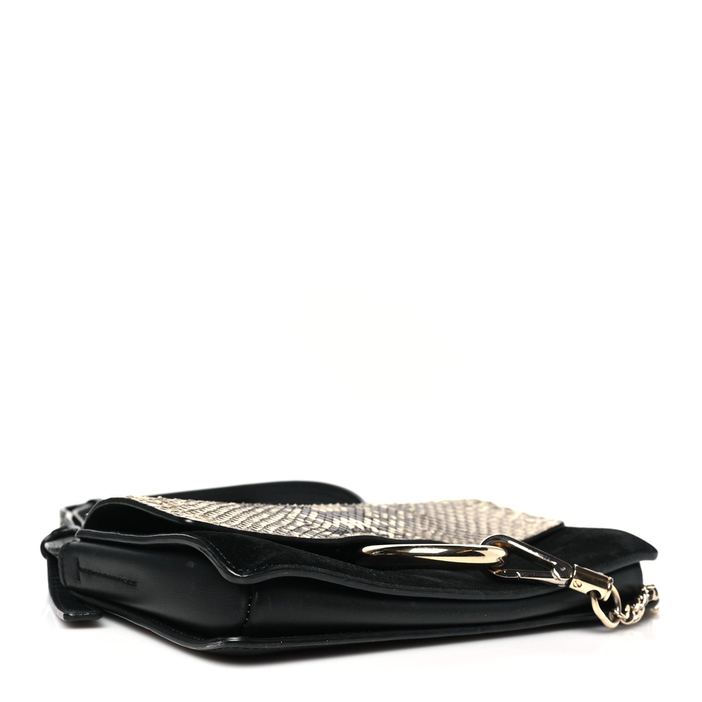 Snakeskin Calfskin Small Faye Shoulder Bag Natural Black