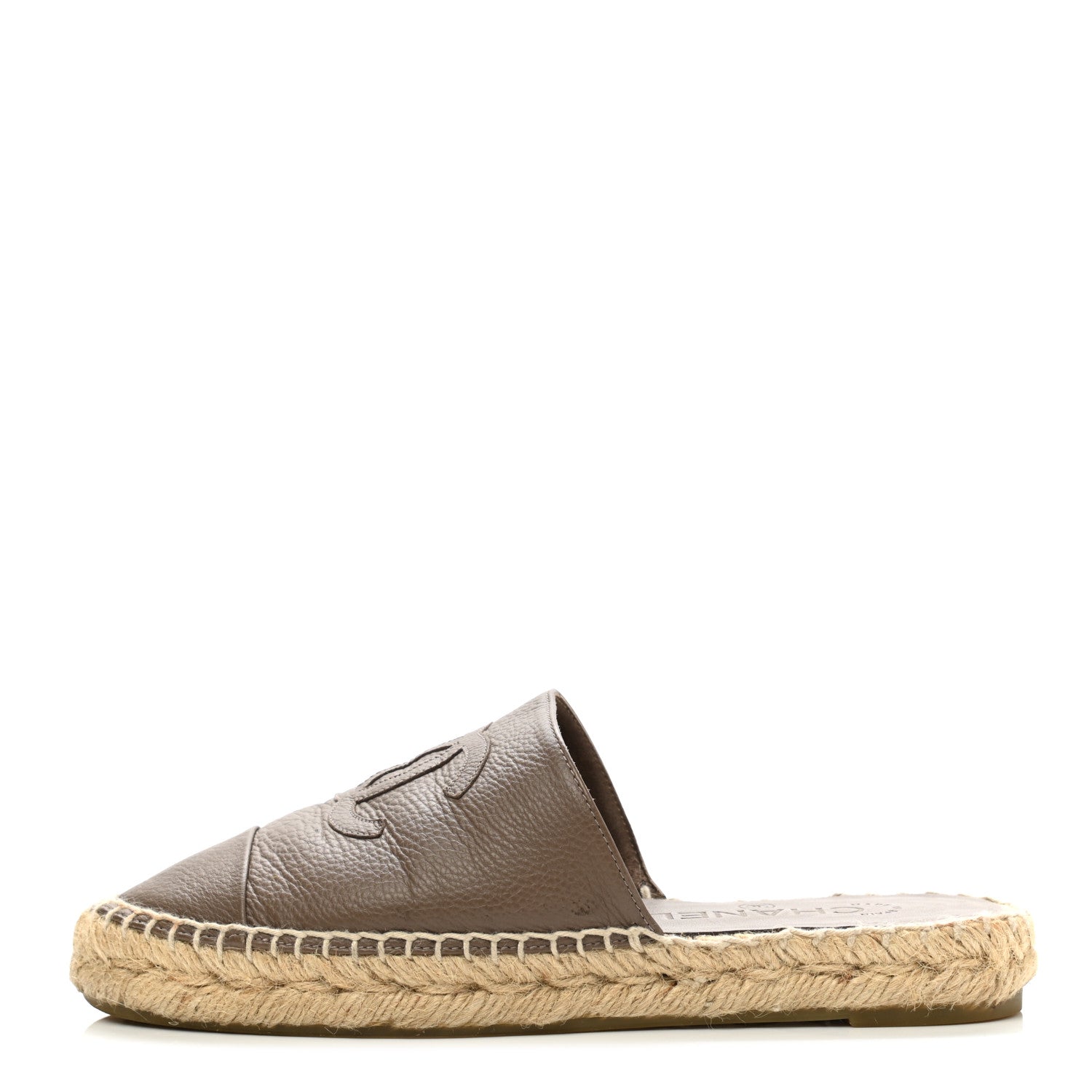 Chanel Calfskin CC Espadrille Mules 36 Dark Beige 1 of 13