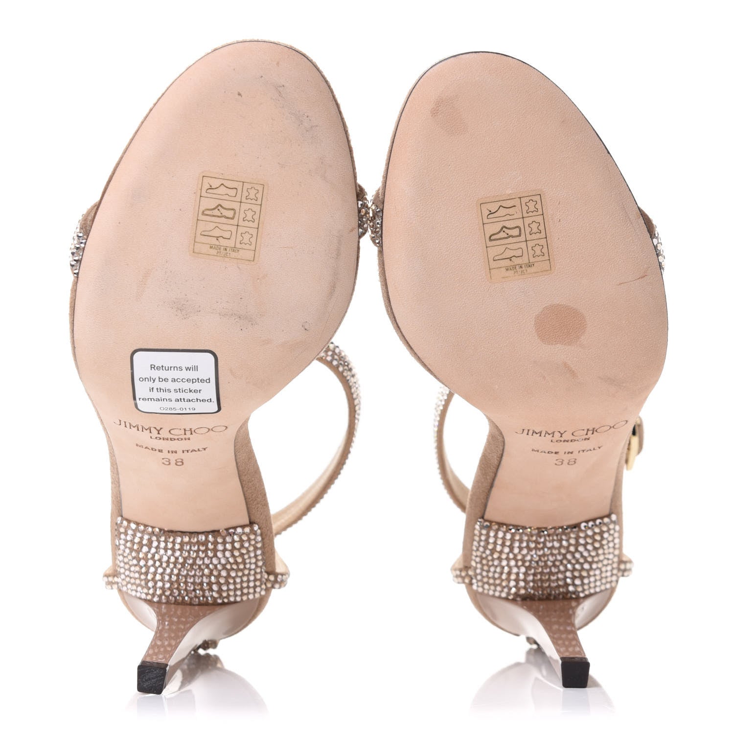 Jimmy Choo Suede Crystal Daisy 100 Sandal 38 Nude 14 of 17
