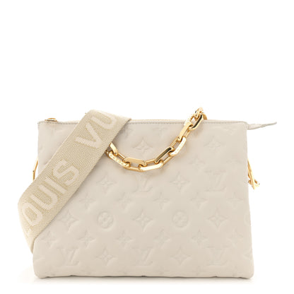 Louis Vuitton Lambskin Embossed Monogram Coussin PM Beige Cream 1 of 10