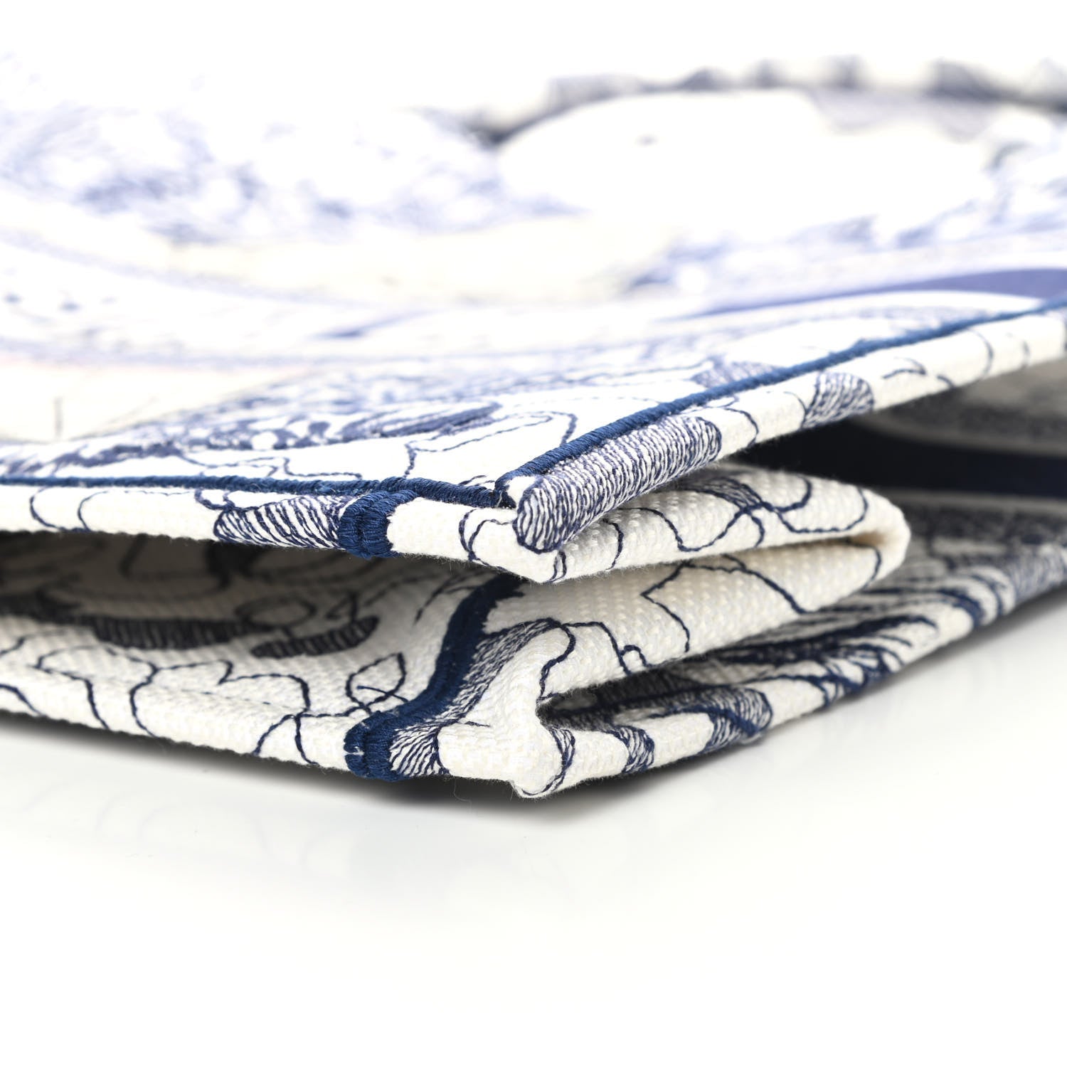 Christian Dior Canvas Embroidered Large Around The World Book Tote Blue 10 of 11