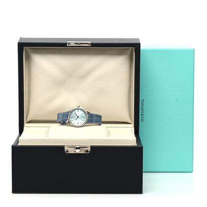 Tiffany Stainless Steel Alligator Diamond Bezel 28mm Metro Quartz Watch Ice Blue 5 of 5