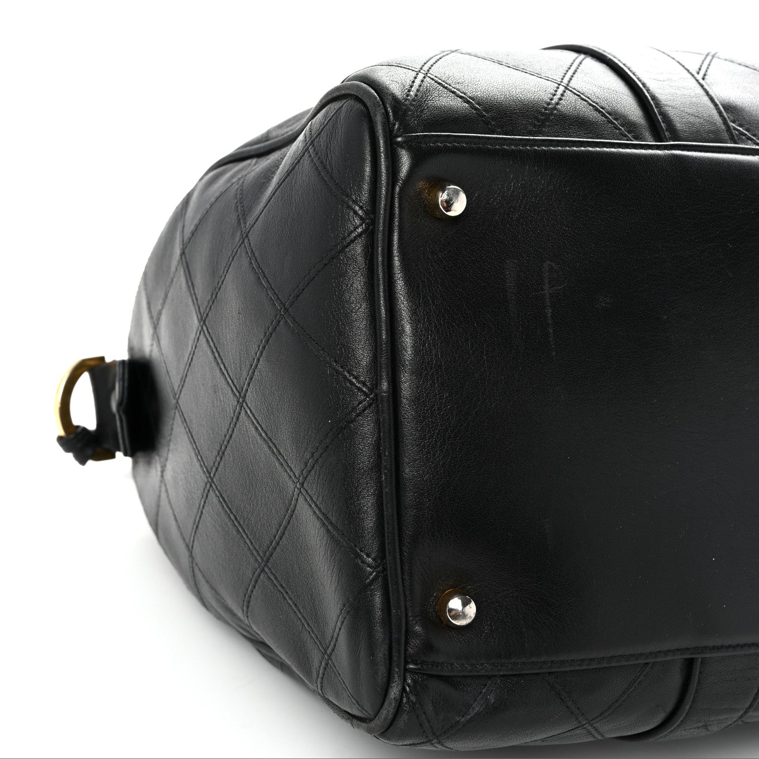 Chanel Calfskin Stitched Duffle Travel Bag Black 10 of 12