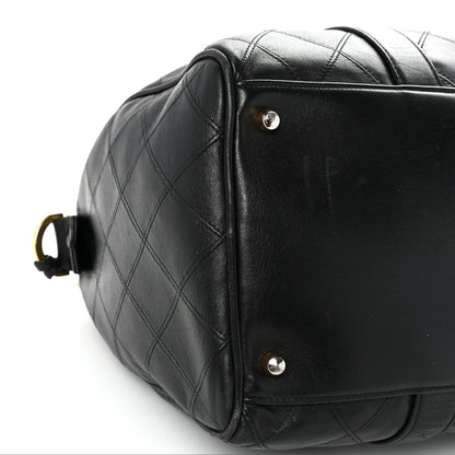 Chanel Calfskin Stitched Duffle Travel Bag Black 10 of 12