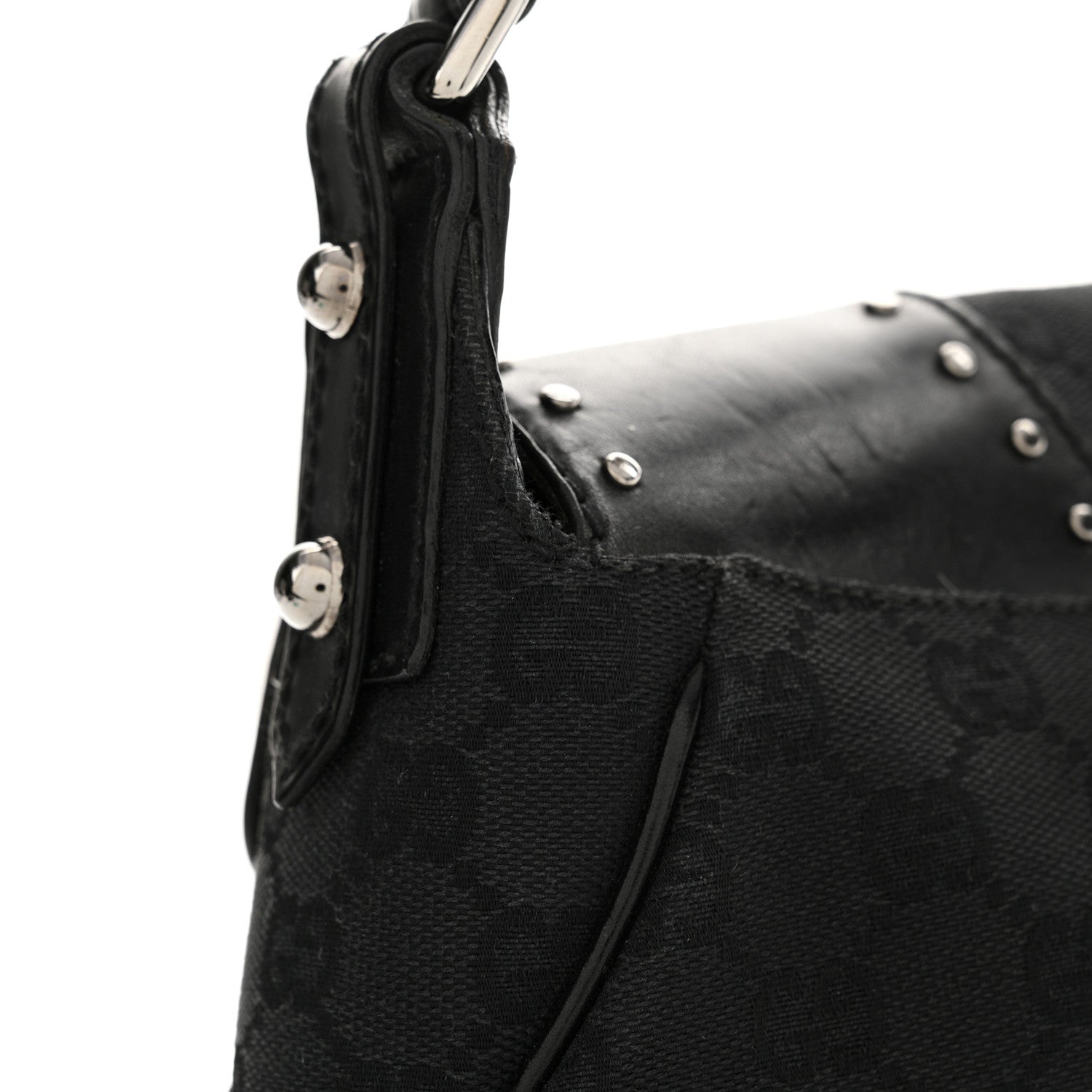 Gucci Monogram Horsebit Chain Studded Flap Shoulder Bag Black 19 of 19