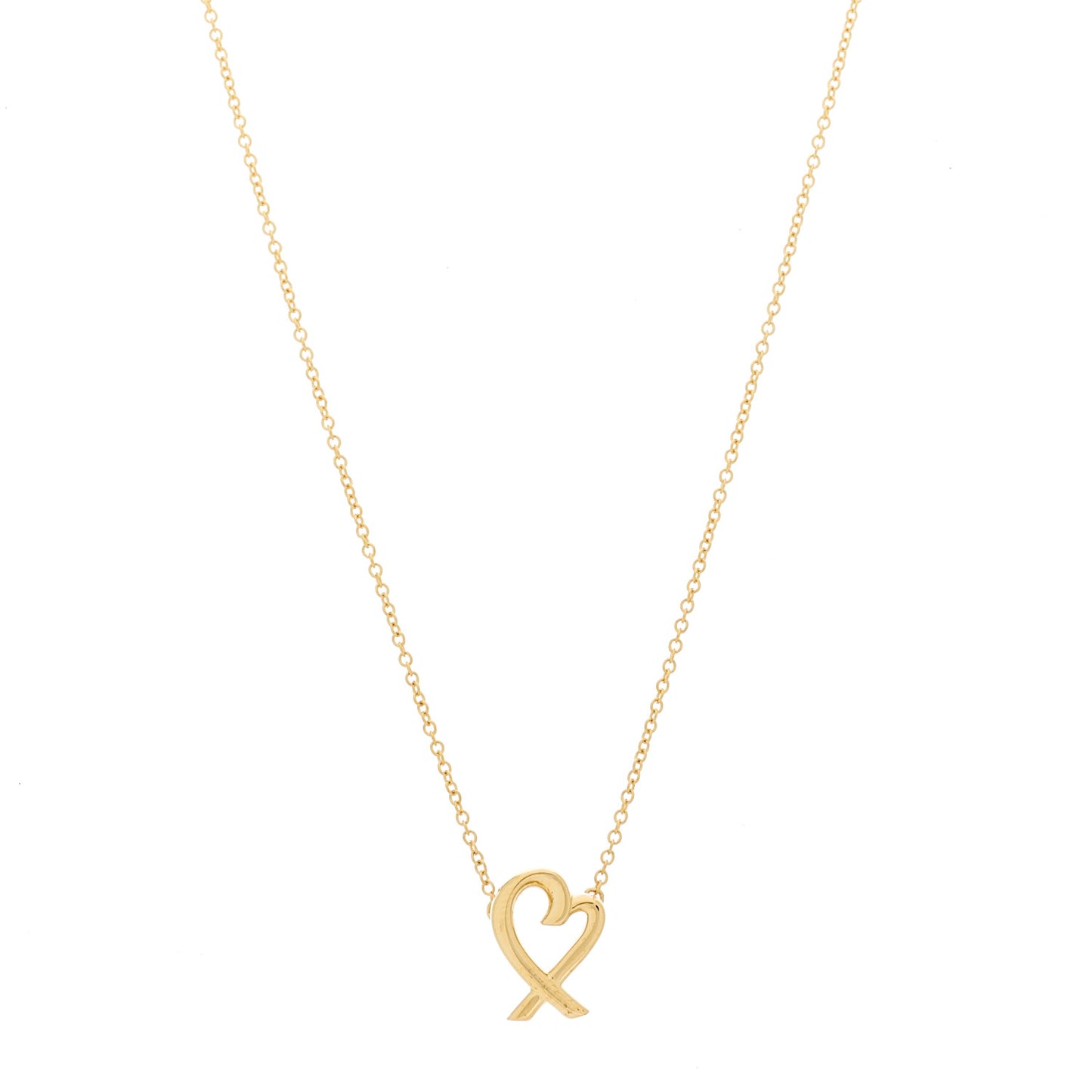 18K Yellow Gold Mini Paloma Picasso Loving Heart Pendant Necklace