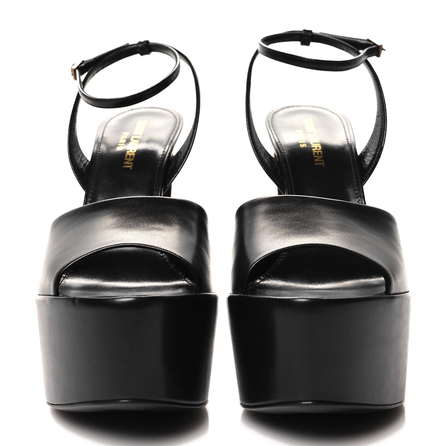 Saint Laurent Vitello Krisstal Jodie 95 Platform Sandals 37.5 Black 2 of 9