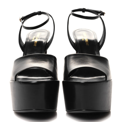 Saint Laurent Vitello Krisstal Jodie 95 Platform Sandals 37.5 Black 2 of 9