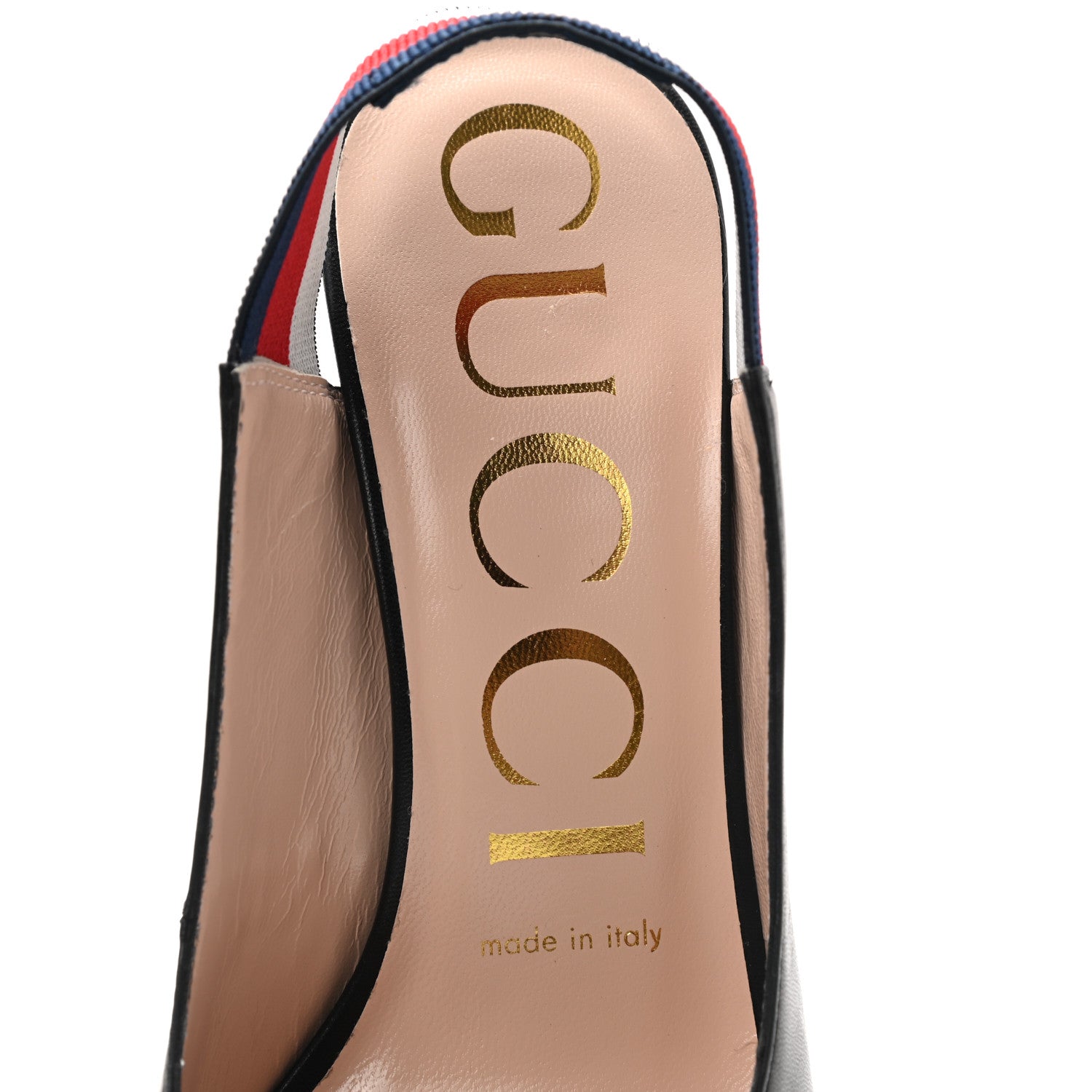 Gucci Malaga Kid Web Sylvie High Heel Slingback Pumps 36.5 Black 7 of 9