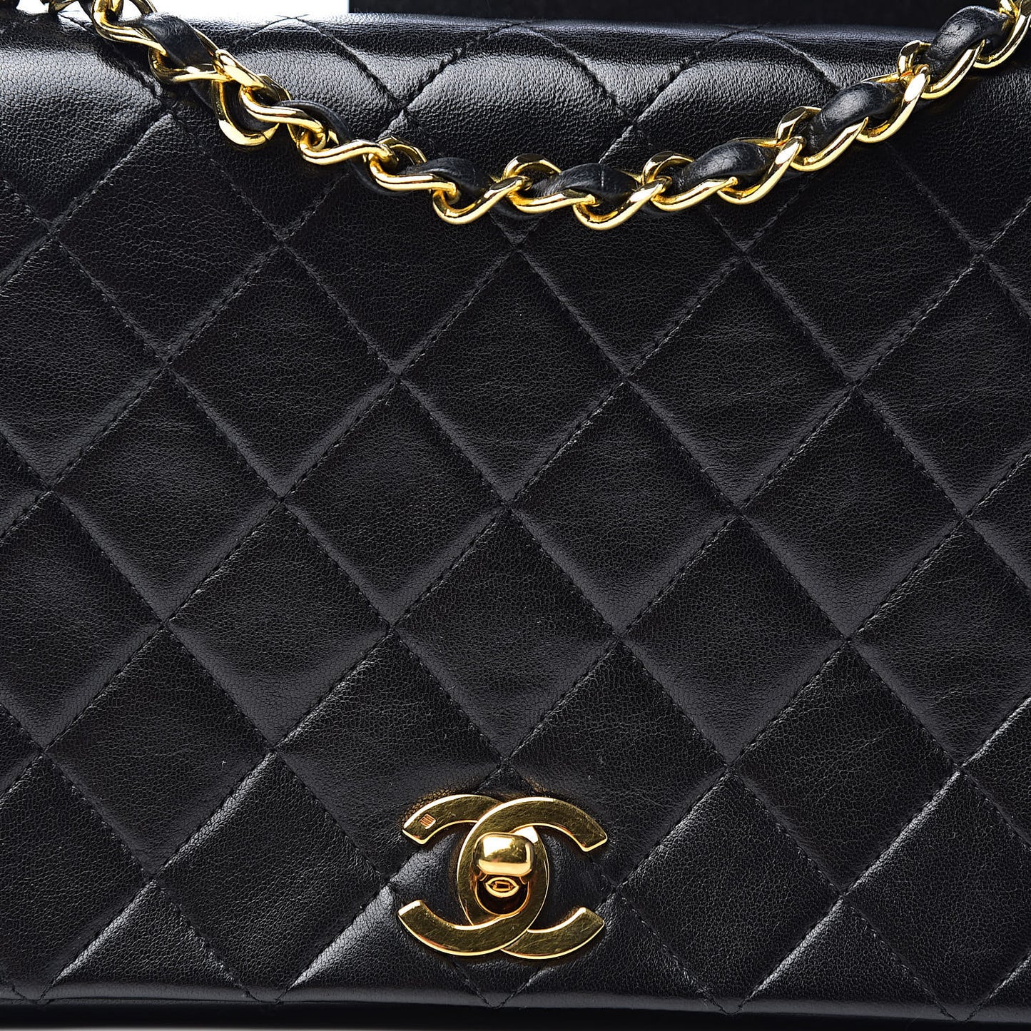 Lambskin Quilted Small Single Flap Bag Black