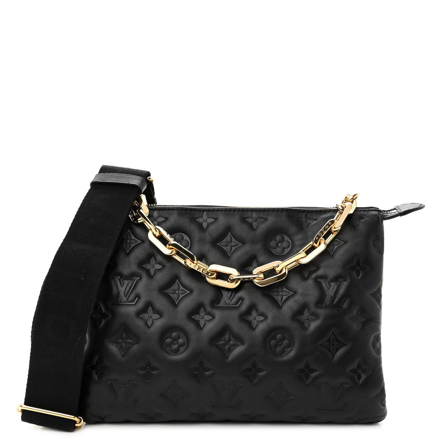 Lambskin Embossed Monogram Coussin PM Black