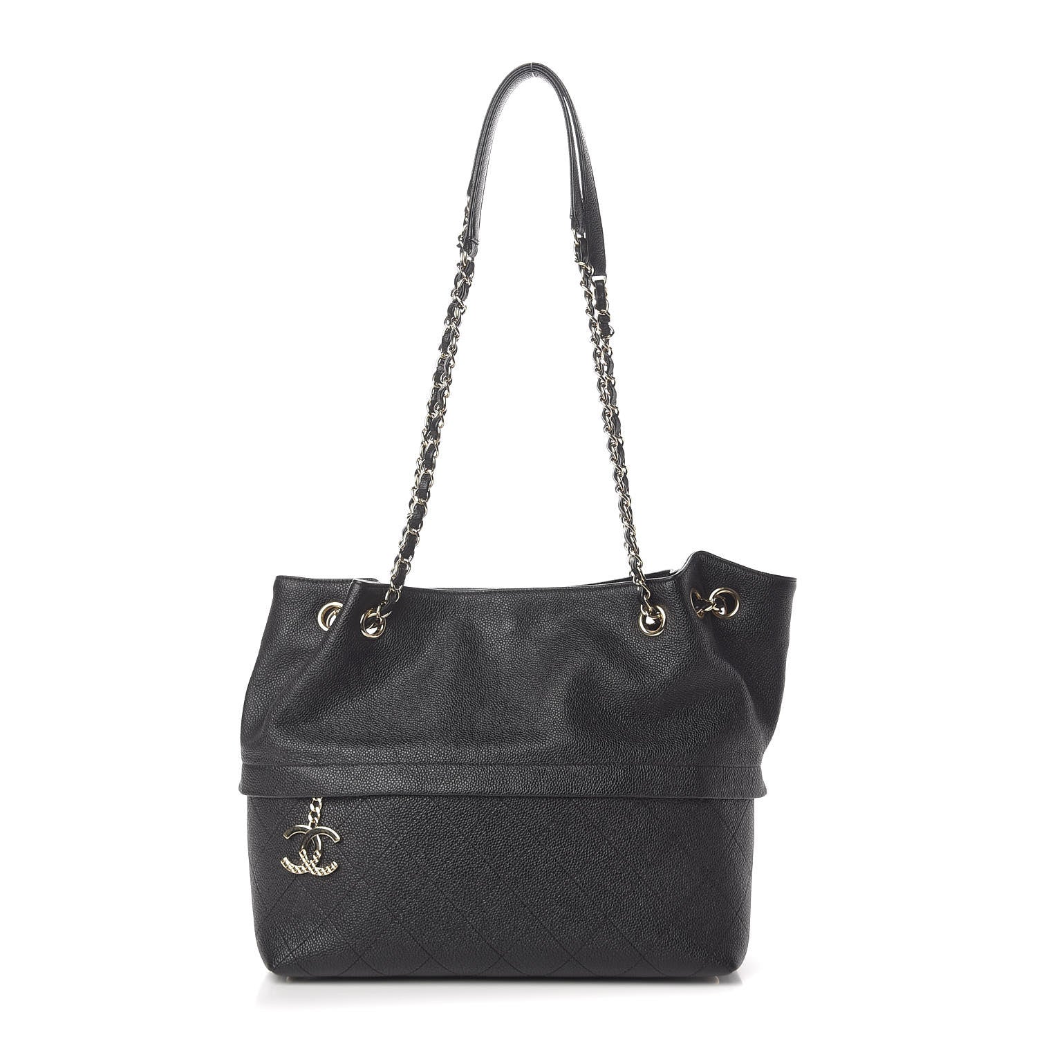 Chanel Crumpled Grained Calfskin Zip and Carry Shopping Tote Black 1 of 10