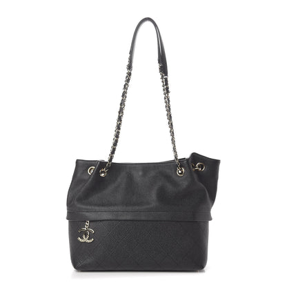 Chanel Crumpled Grained Calfskin Zip and Carry Shopping Tote Black 1 of 10