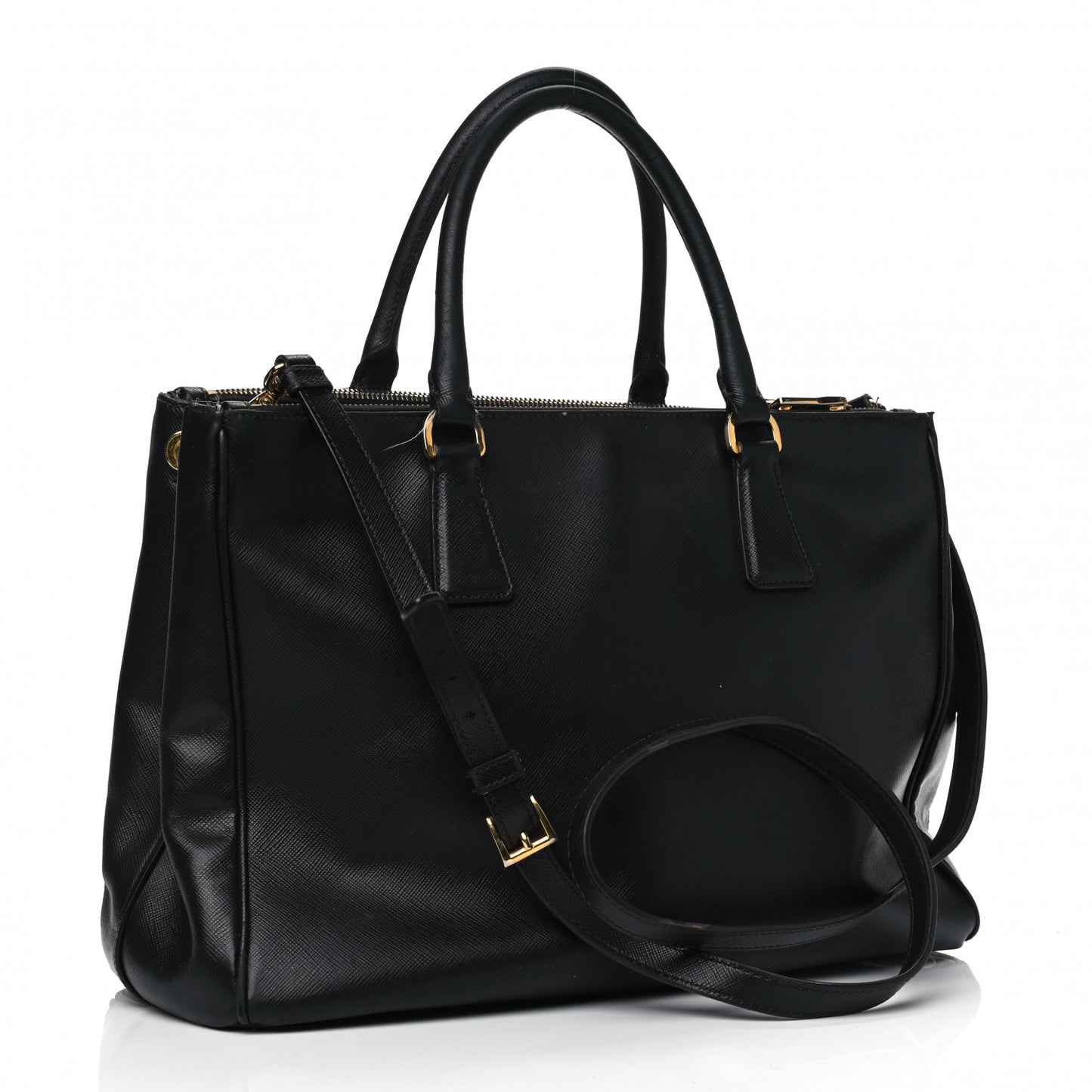 Saffiano Medium Galleria Double Zip Tote Black