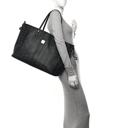 MCM Visetos Large Liz Reversible Shopper Tote Black 2 of 11