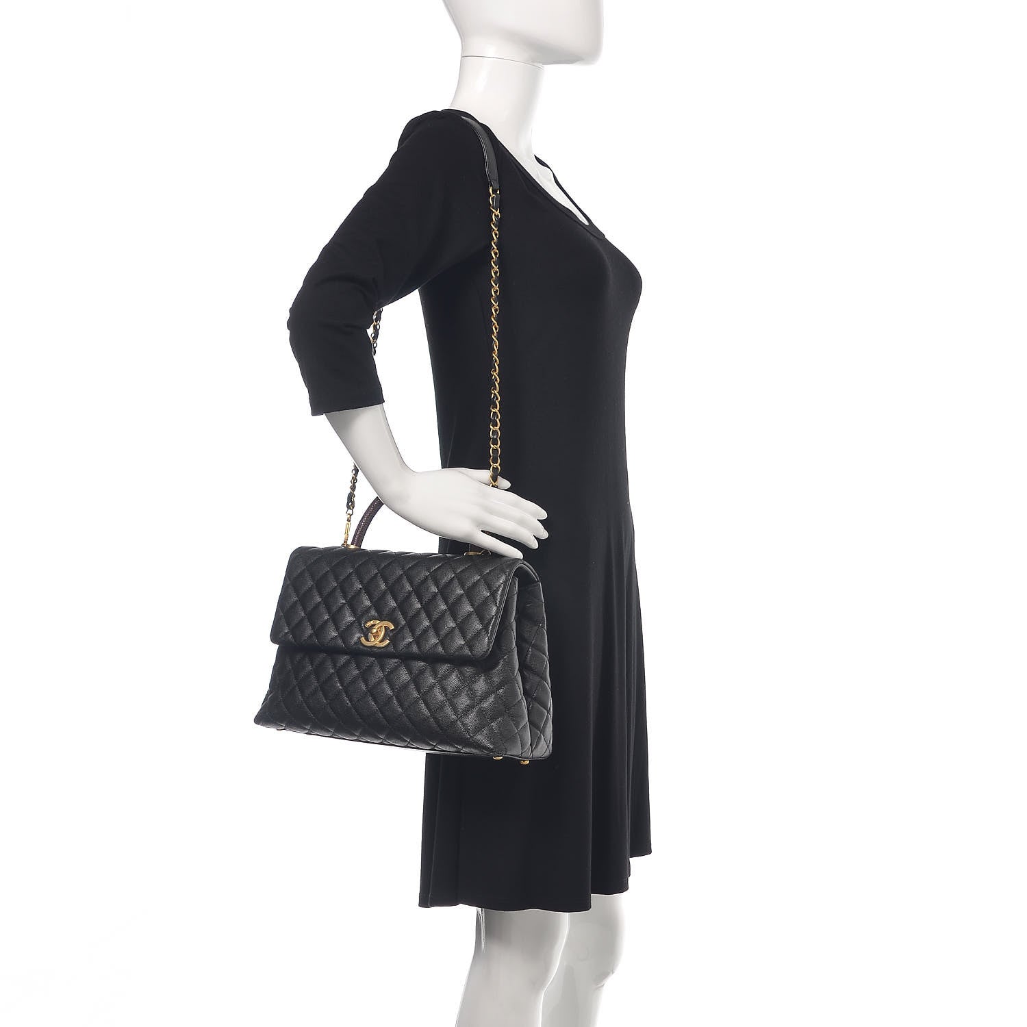 Chanel Caviar Lizard Quilted Medium Coco Handle Flap Black 2 of 10