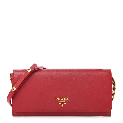 Prada Saffiano Wallet on Chain Fuoco 1 of 11