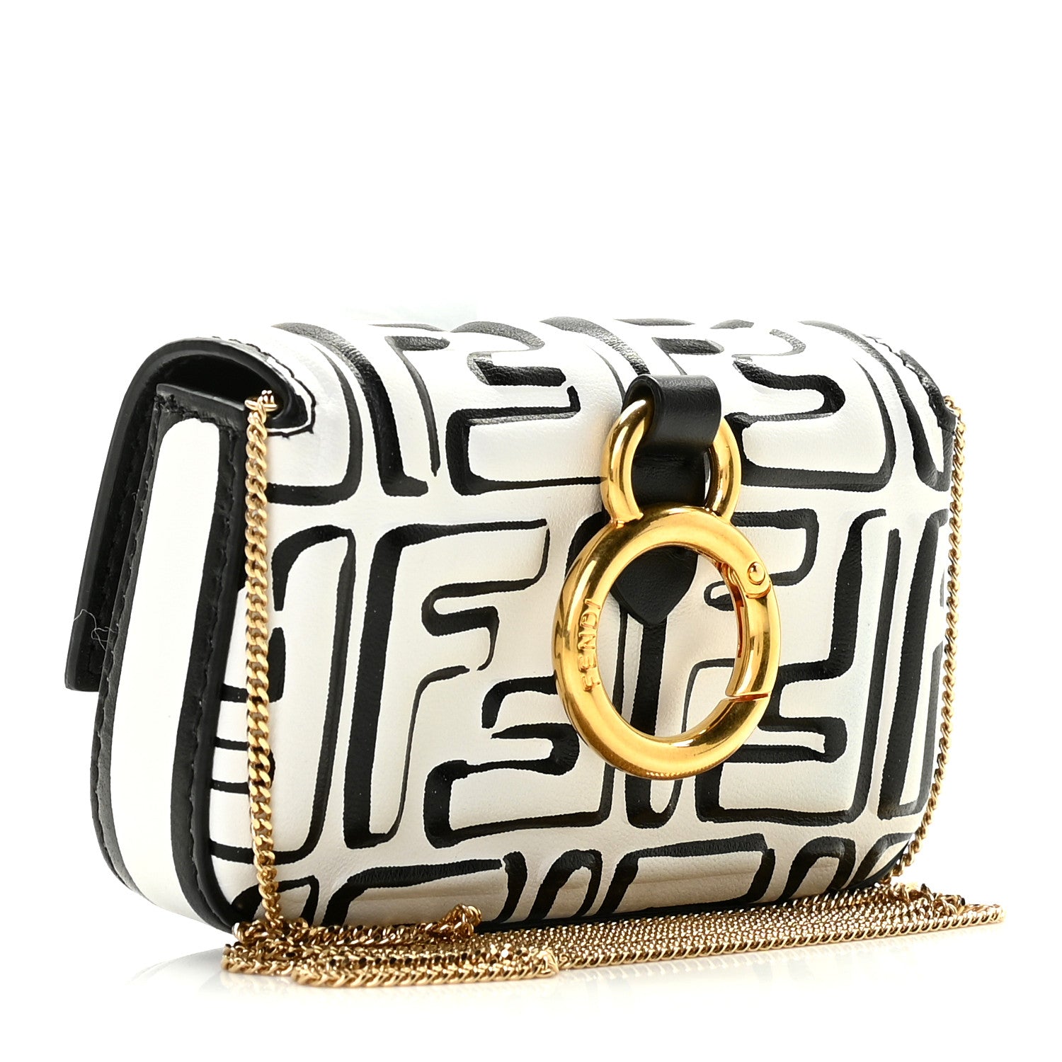 Fendi X JOSHUA VIDES Nappa Vitello King FF Embossed Nano Baguette Charm White Black 2 of 6