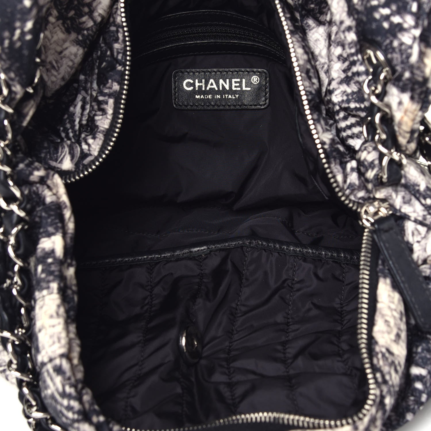Chanel Nylon Tweed Print Jumbo Flap Black 5 of 12