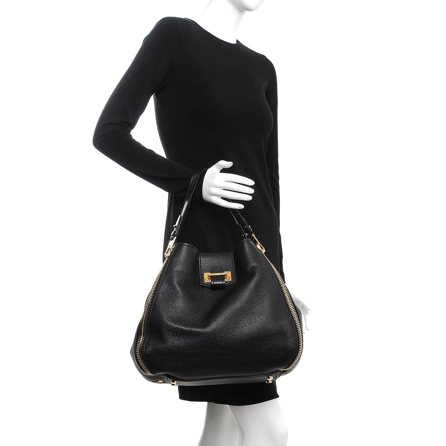 Grained Calfskin Sedgwick Medium Zipper Tote Black