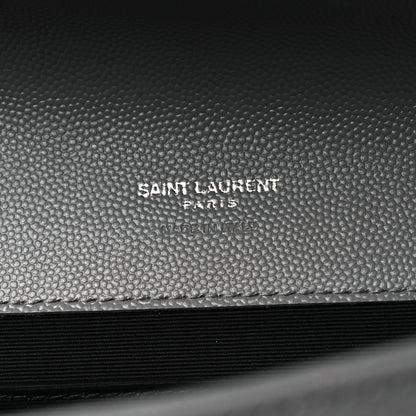 Saint Laurent Grain De Poudre Textured Mixed Matelasse Triquilt Monogram Clutch Storm 5 of 11