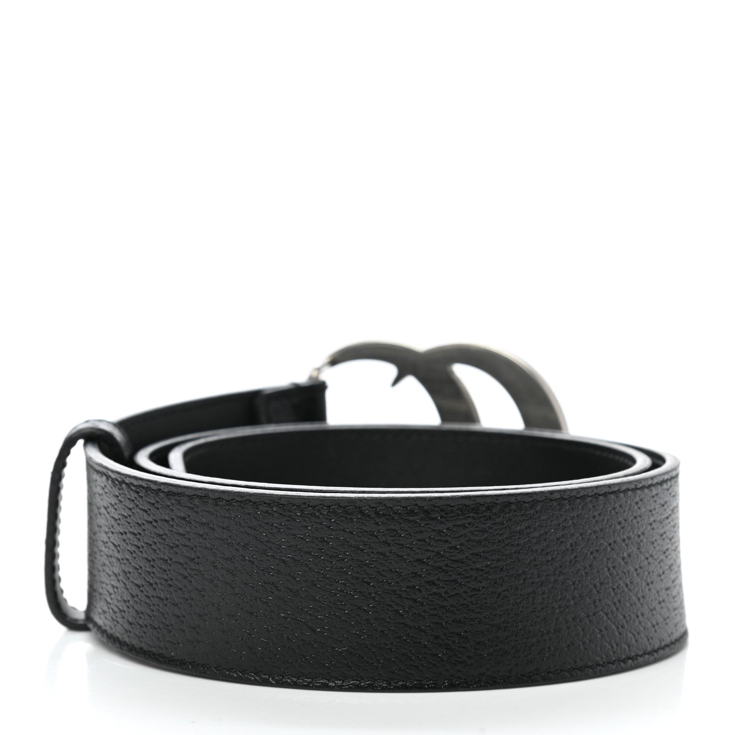 Gucci Textured Dollar Calfskin Nickel Double G 40mm Belt 70 28 Black 2 of 6