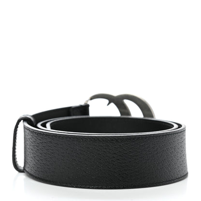 Gucci Textured Dollar Calfskin Nickel Double G 40mm Belt 70 28 Black 2 of 6