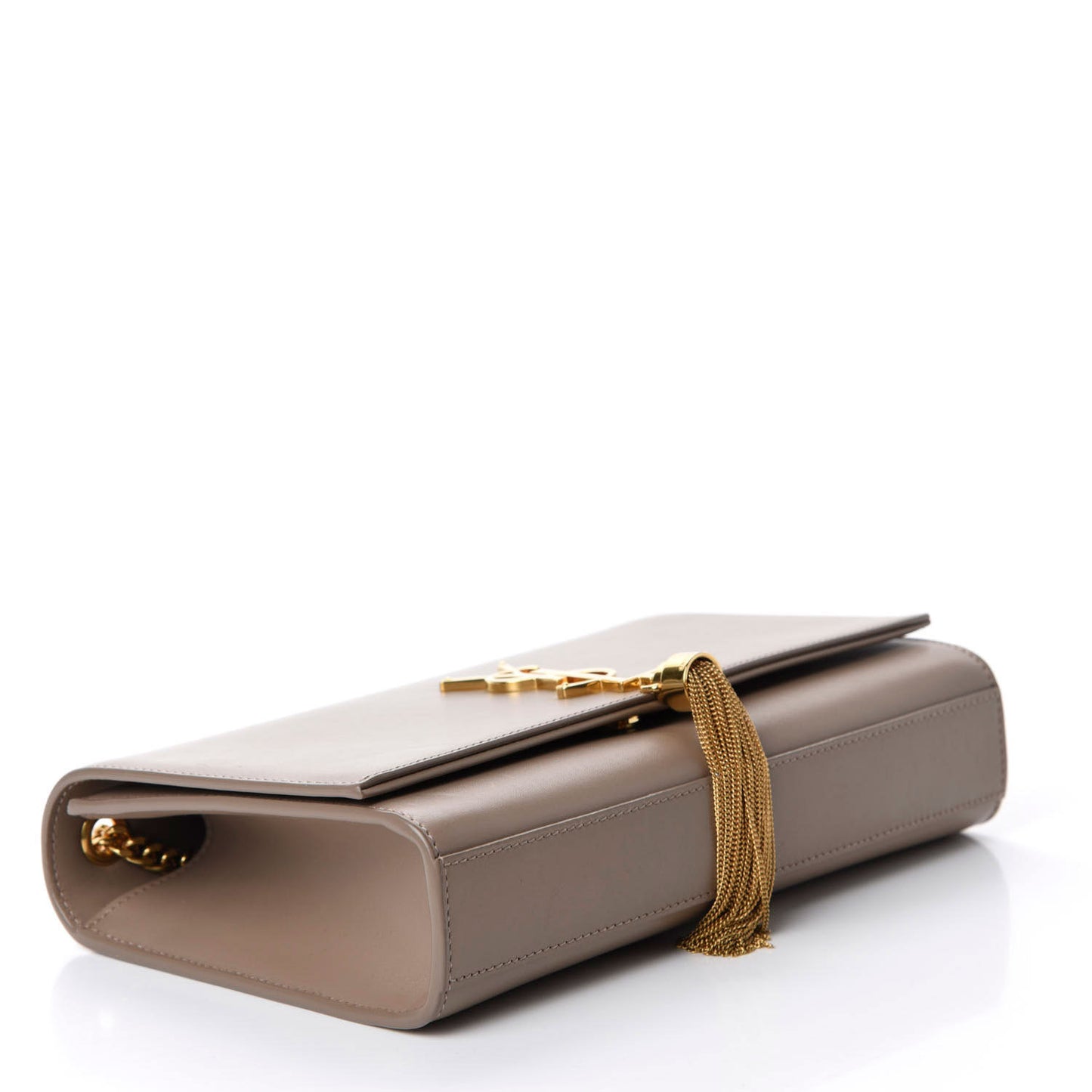 Smooth Calfskin Medium Classic Monogram Kate Tassel Satchel Dark Beige