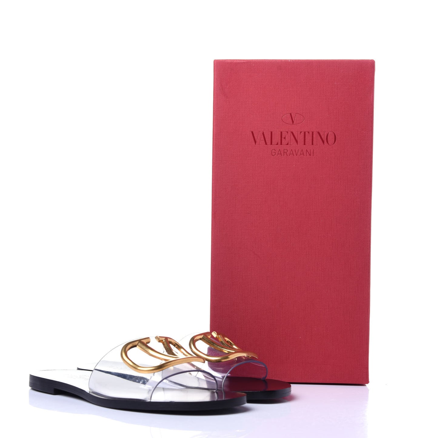 PVC Transparent Vlogo Flat Slide Sandals 35 Black