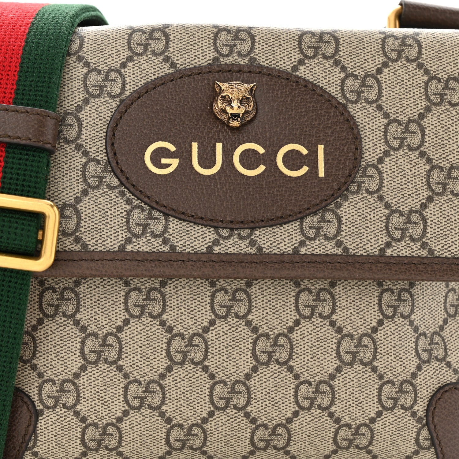 Gucci GG Supreme Monogram Web Small Neo Vintage Double Flap Messenger Bag Beige New Acero 8 of 12