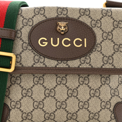 Gucci GG Supreme Monogram Web Small Neo Vintage Double Flap Messenger Bag Beige New Acero 8 of 12