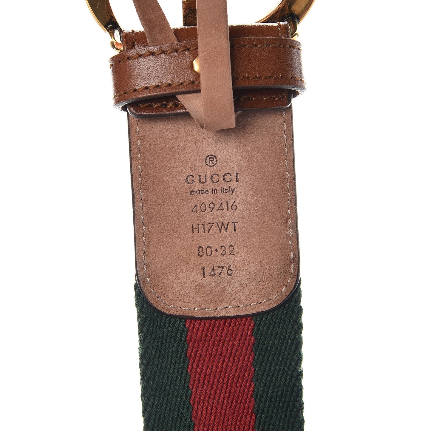 Nylon Calfskin Double G Web 40mm Belt 80 32 Green Red Cuir