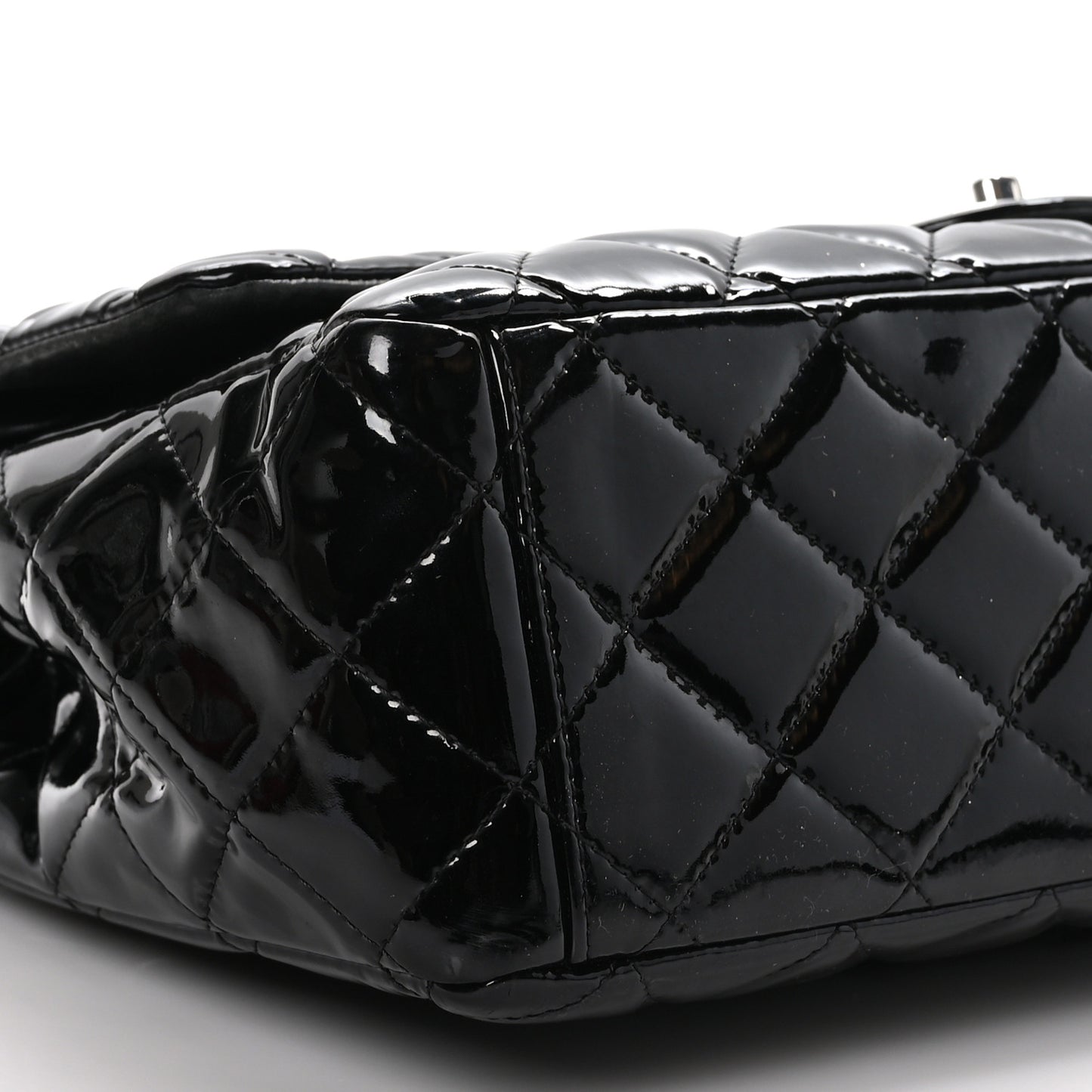Patent Quilted Maxi Double Flap Black