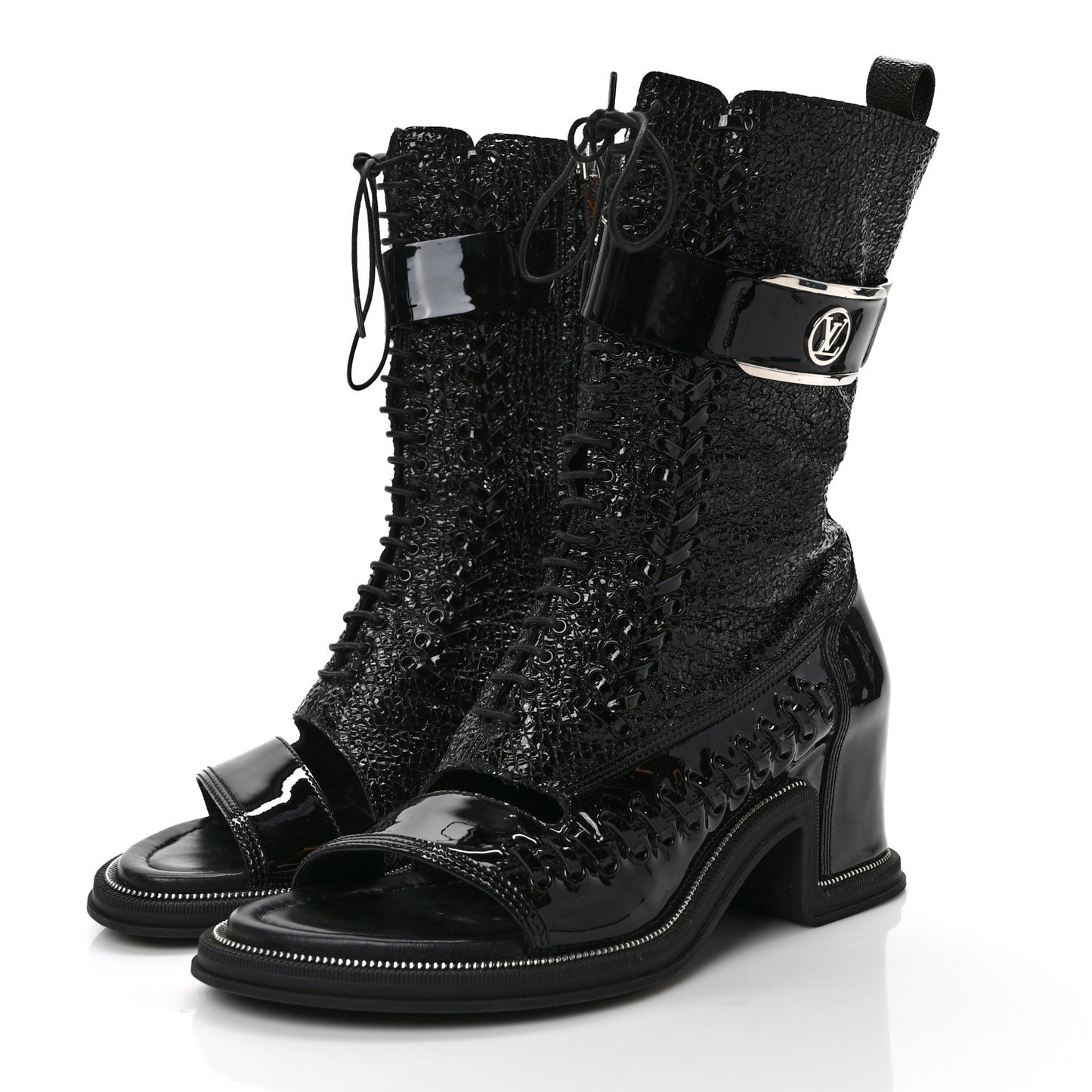 Patent Goatskin Monogram Moonlight Half Boots 39 Black