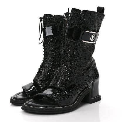 Louis Vuitton Patent Goatskin Monogram Moonlight Half Boots 39 Black 5 of 13