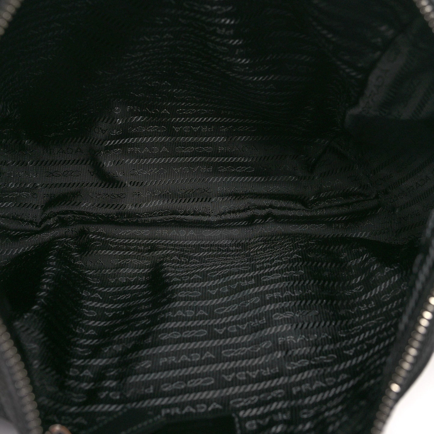Vitello Daino Triangle Logo Embossed Shoulder Bag Black