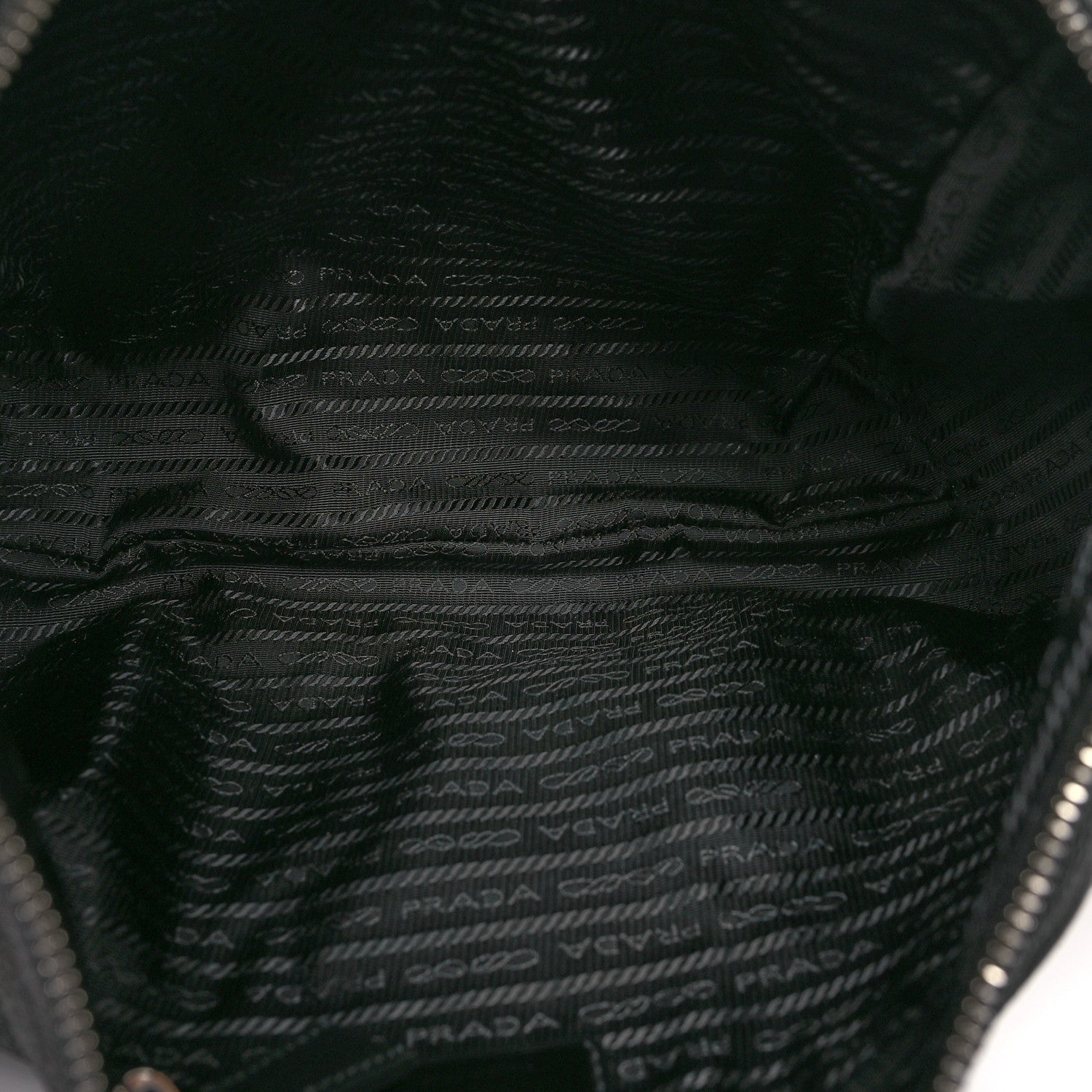 Prada Vitello Daino Triangle Logo Embossed Shoulder Bag Black 5 of 9