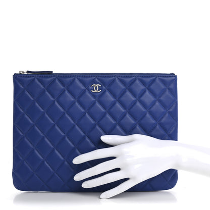 Chanel Lambskin Quilted Medium Cosmetic Case Blue 2 of 9