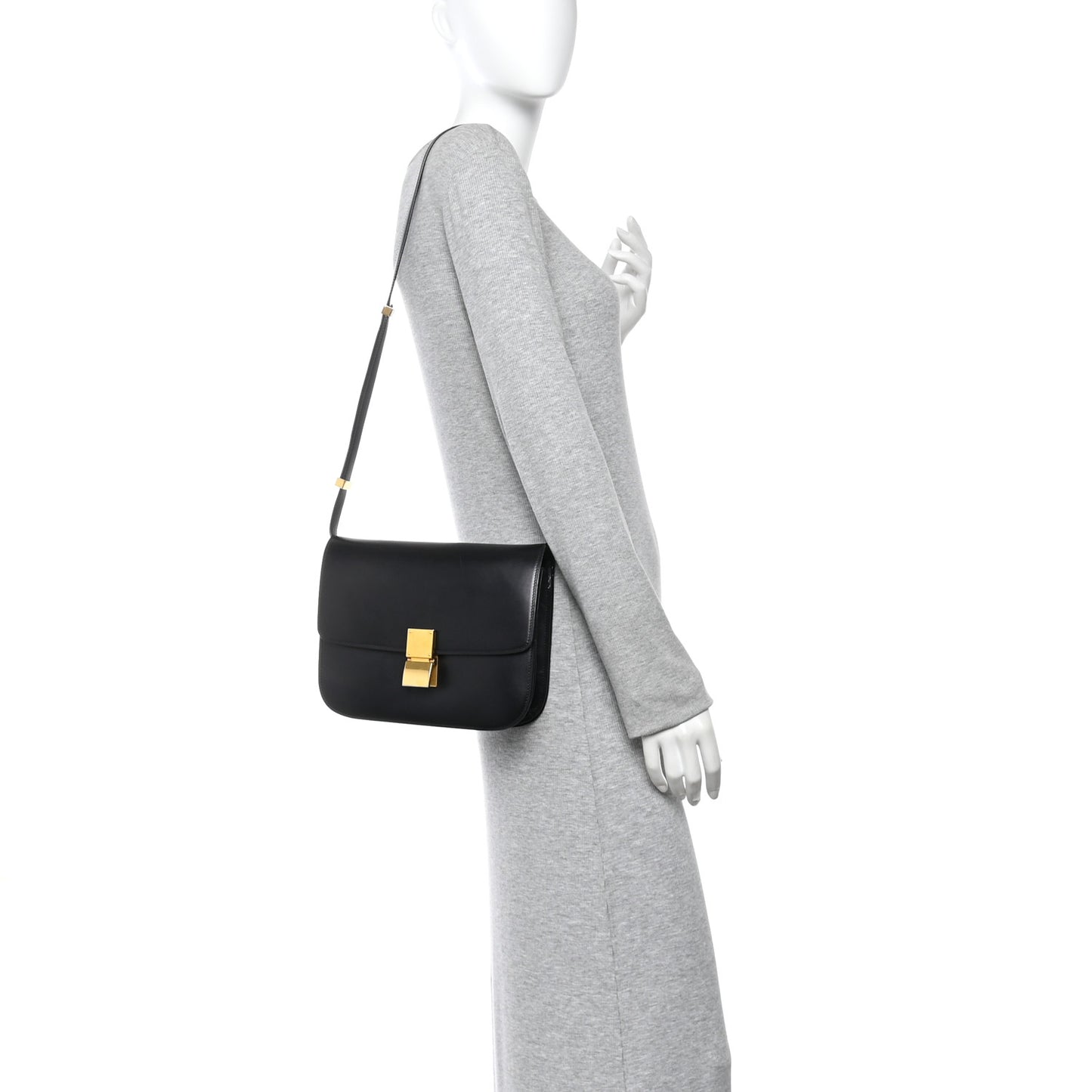 Box Calfskin Medium Classic Box Flap Bag Black