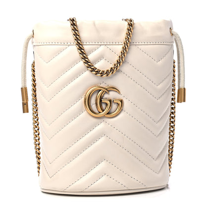 Gucci Calfskin Matelasse Mini GG Marmont 2.0 Bucket Bag White 1 of 4