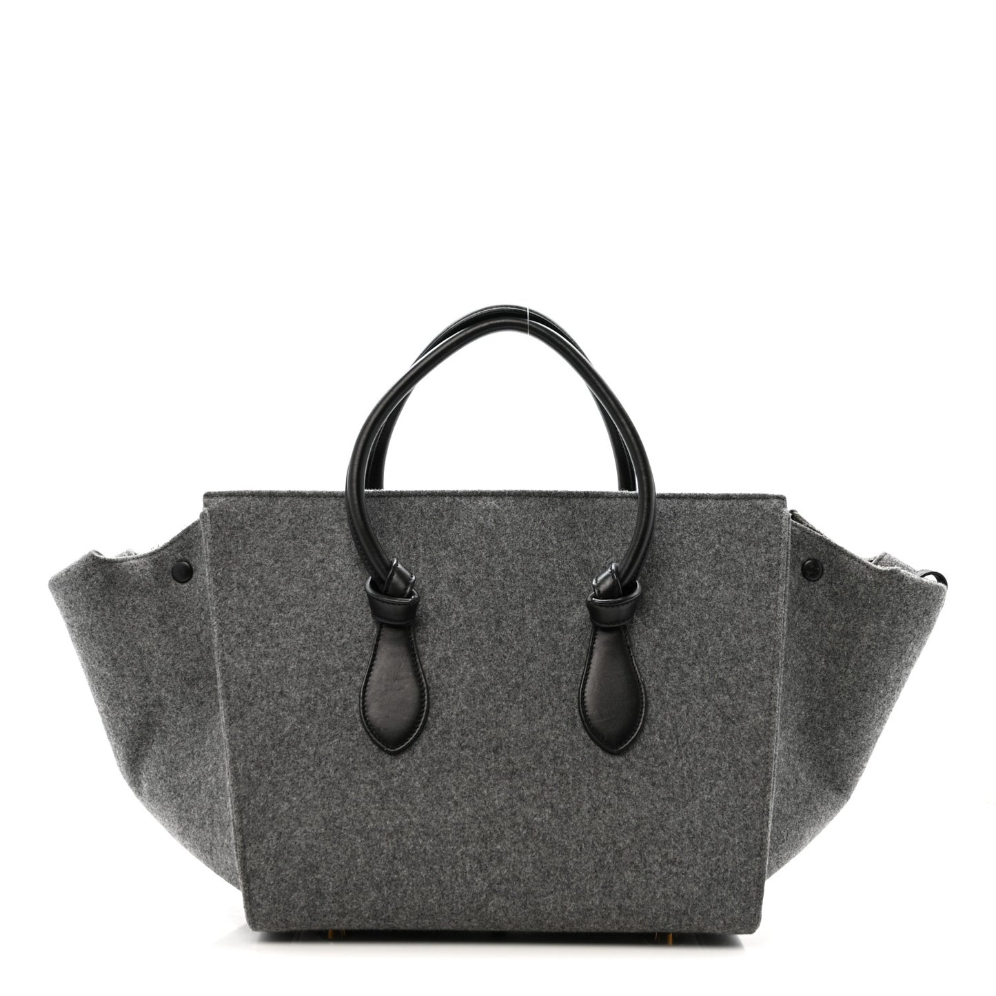 Felt Calfskin Medium Tie Knot Tote Grey Black