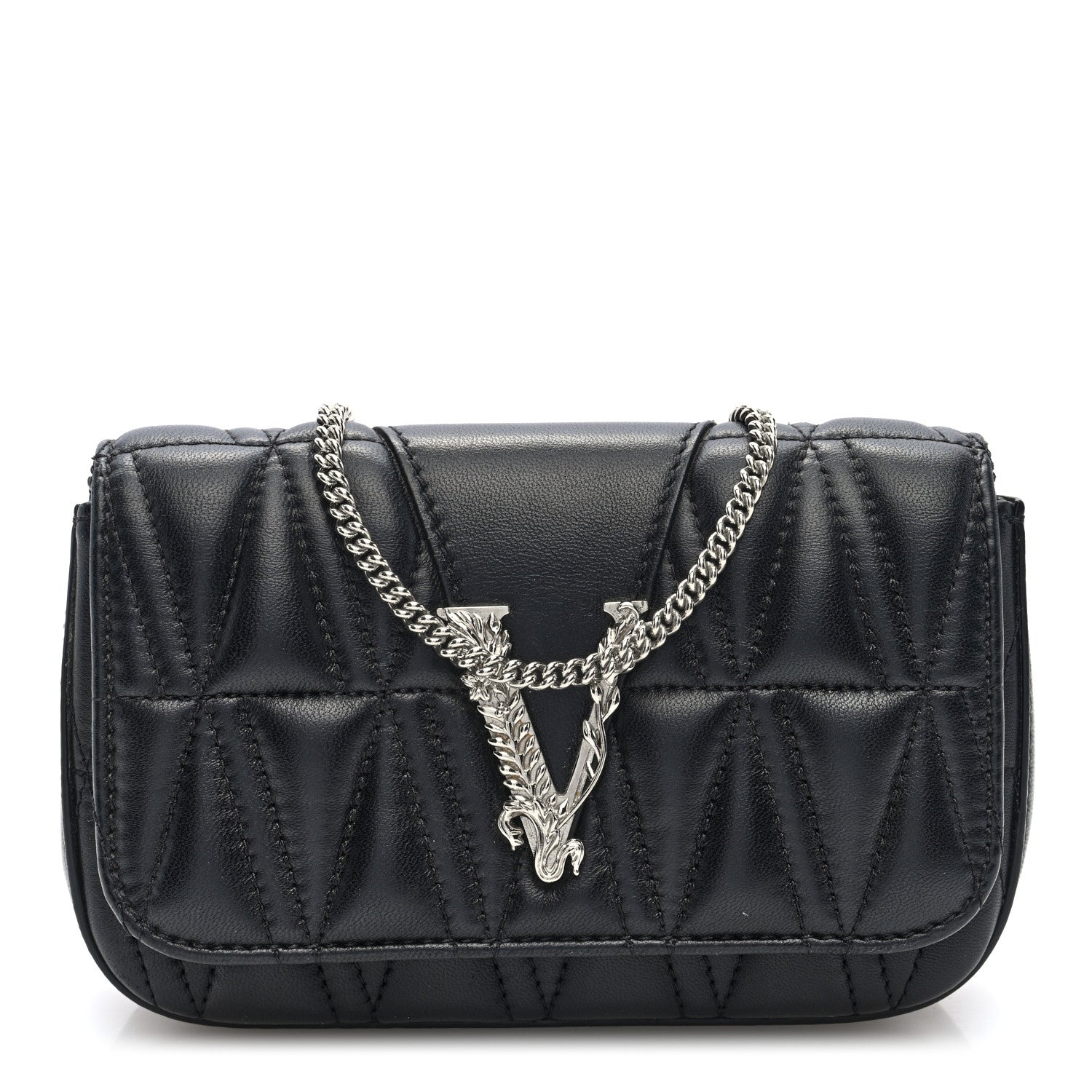 Versace Nappa Quilted Virtus Evening Bag Black 1 of 9