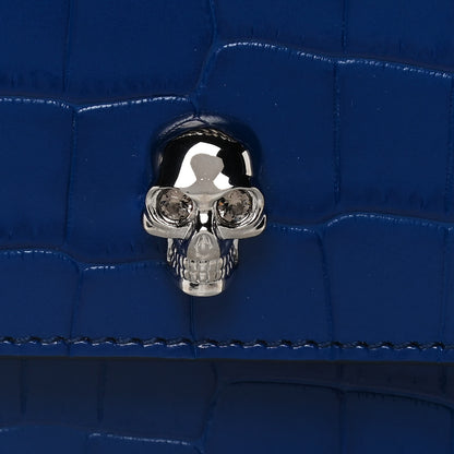 Alexander McQueen Calfskin Crocodile Embossed Skull Mini Crossbody Bag Deep Lapis Blue 11 of 13