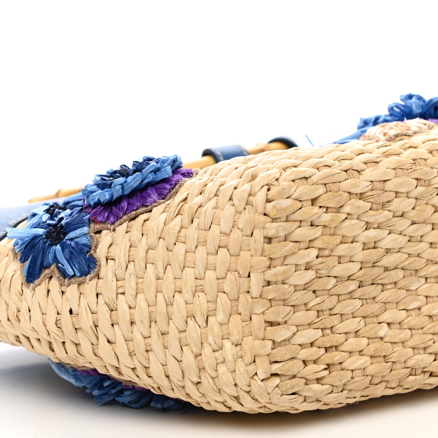 Miu Miu Calfskin Wicker Romantic Basket Bag Naturale Blue 7 of 9
